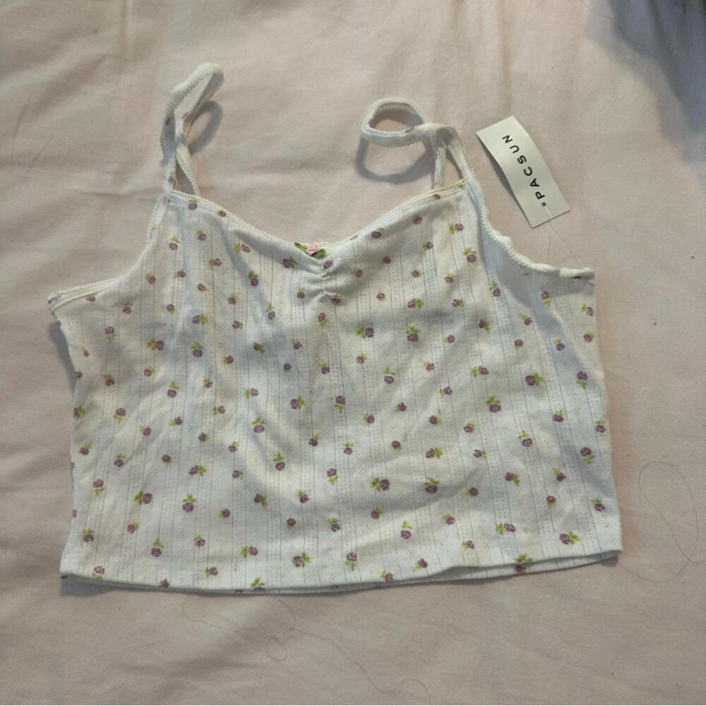 PacSun White and Purple Floral Top